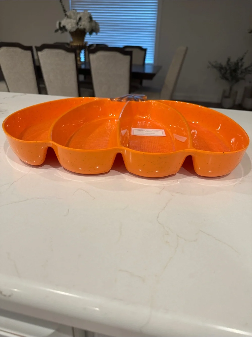 Cupcakes & Cashmere Orange Pumpkin Shaped Melamine Divided Serving Tray Platter